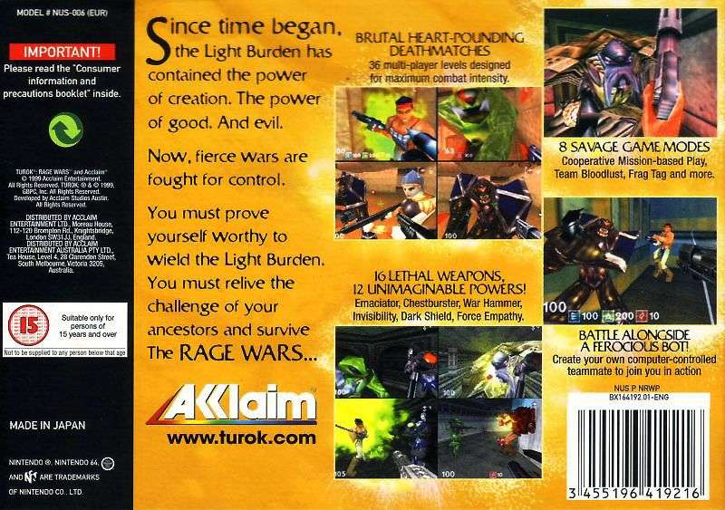 Turok: Rage Wars (Cart Only)(N64)(Pwned) - Acclaim 130G