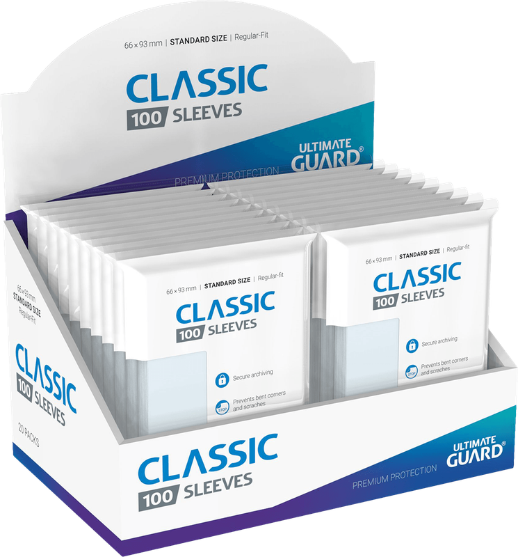 Ultimate Guard 100 Standard Size Classic Sleeves - 20 Pack Display Box - Clear (New) - Ultimate