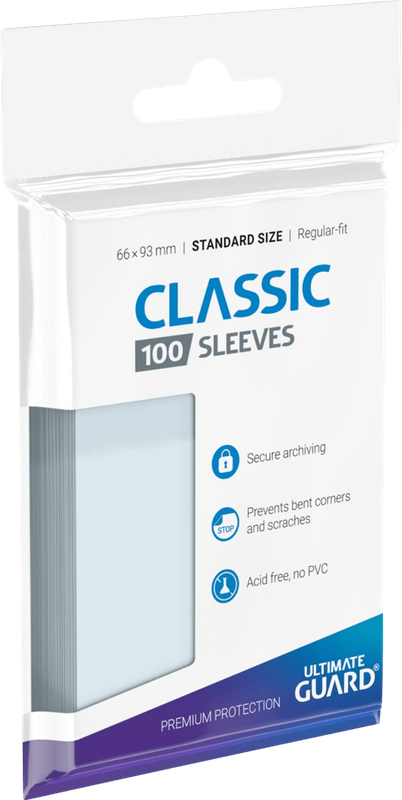 Ultimate Guard 100 Standard Size Classic Sleeves - 20 Pack Display Box - Clear (New) - Ultimate
