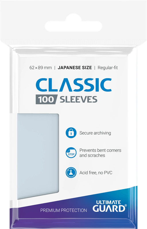 Ultimate Guard Classic Regular-Fit - 100 Japanese Size Card Sleeves - Clear (New) - Ultimate Guard