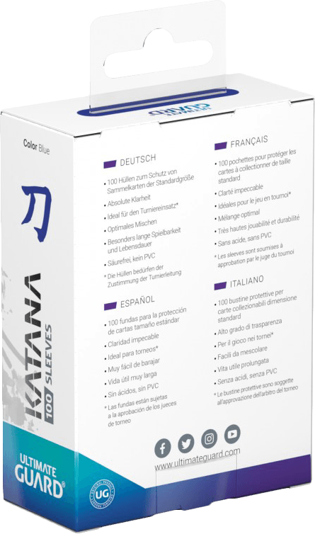 Ultimate Guard Katana 100 Standard Size Sleeves - Blue (New) - Ultimate Guard 100G