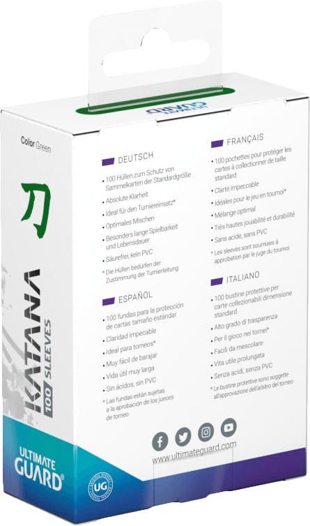 Ultimate Guard Katana 100 Standard Size Sleeves - Green (New) - Ultimate Guard 100G