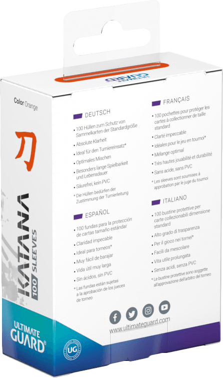 Ultimate Guard Katana 100 Standard Size Sleeves - Orange (New) - Ultimate Guard 100G