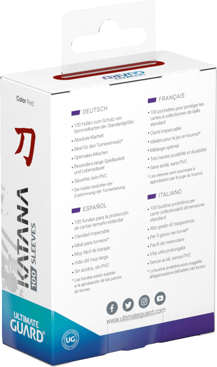 Ultimate Guard Katana 100 Standard Size Sleeves - Red (New) - Ultimate Guard 100G