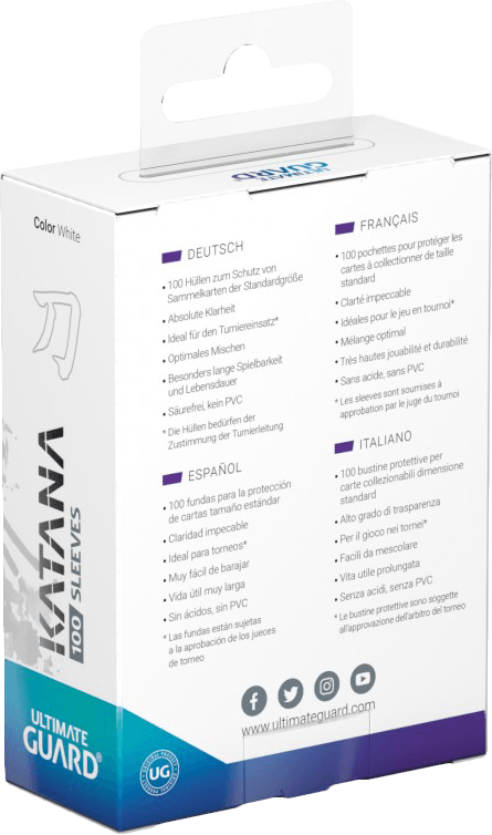 Ultimate Guard Katana 100 Standard Size Sleeves - White (New) - Ultimate Guard 100G