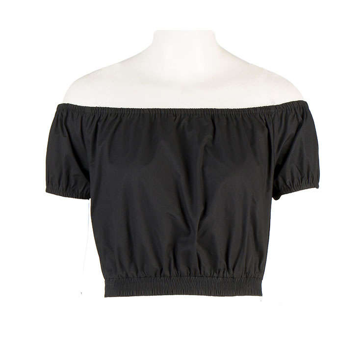 Sexy Black Short Sleeve Off Shoulder Crop Top and Plaid Skirt Set N12967