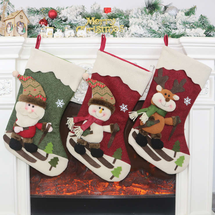 Christmas Eve Santa Claus and Reindeer Stockings Party Dinner Decoration Accessory XT20035