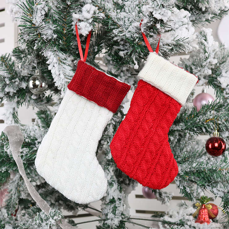 Christmas Stocking Wool Knitting Eve Dinner Party Decorative Accessory XT19897