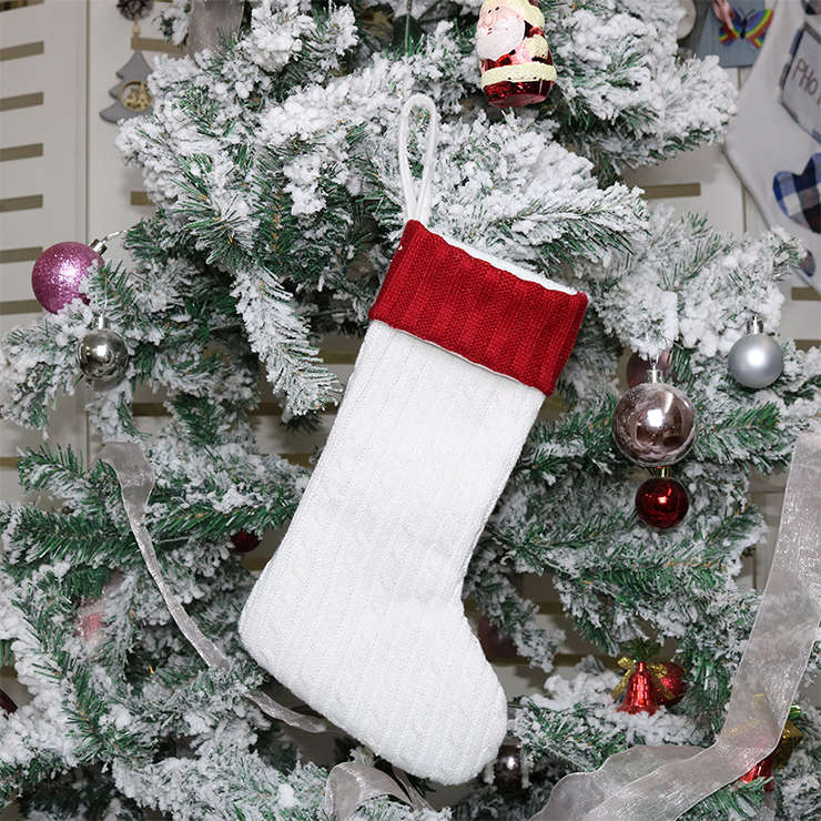 Christmas Long Stocking Wool Knitting Eve Dinner Party Tree Decoration XT19898