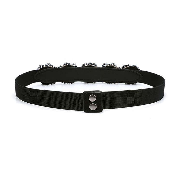 Women's Fashion Green Crystal Beaded Elastic Thin Waist Belt N17032