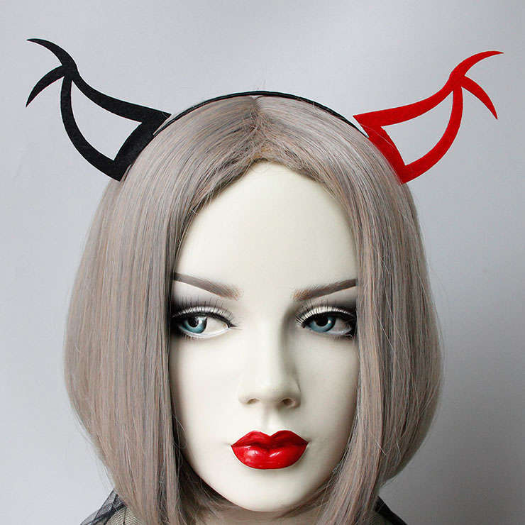 Sexy Black and Red Demon's Horns Monster Halloween Party Club Decorations Headband J21528