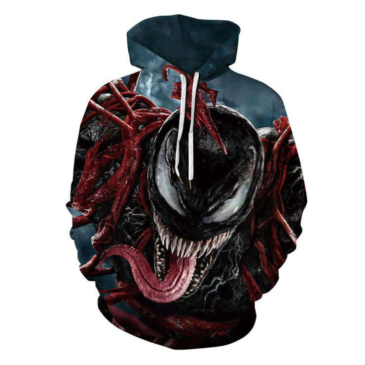 Fashion Unisex Monster 3D Digital Print Film Role Long Sleeve Pullover Hoodie Drawstring Tops N21386