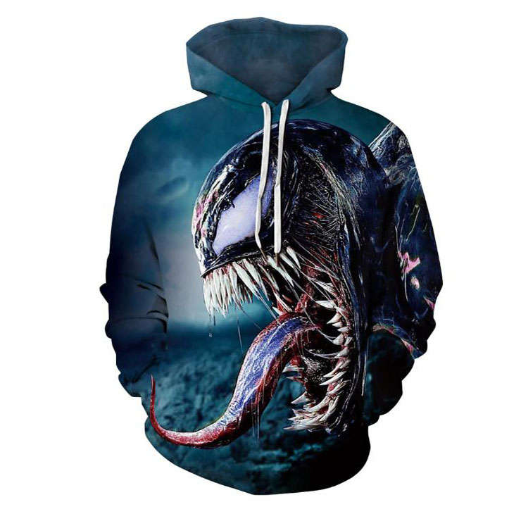 Fashion Unisex Monster 3D Digital Print Film Role Loose Pullover Hoodie Drawstring Tops N21387