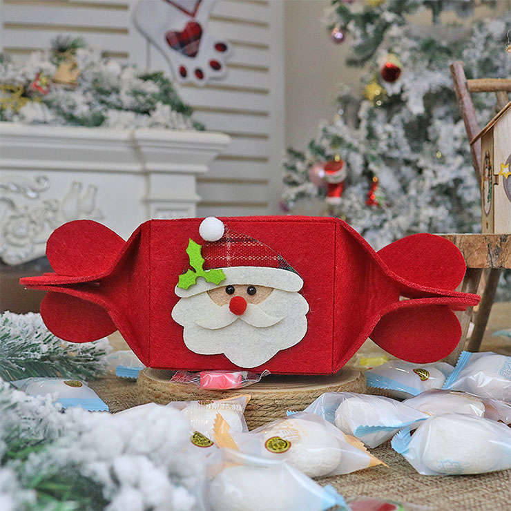 Creative Folding Red Santa Claus Pattern Candy Gift Bag Christmas Decoration Accessory XT19862