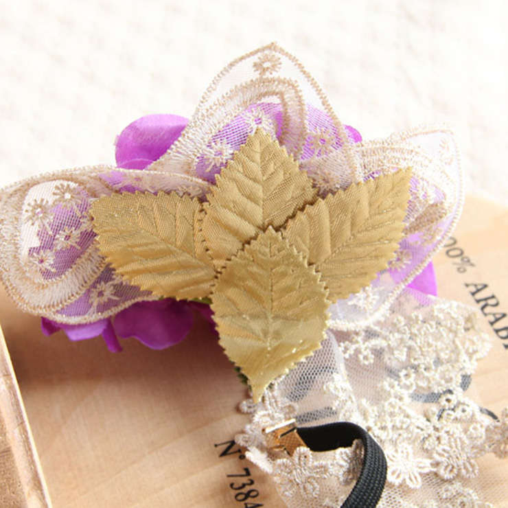 Girl's Lifelike Purple Flower White Lace Wedding Party Mask MS12974