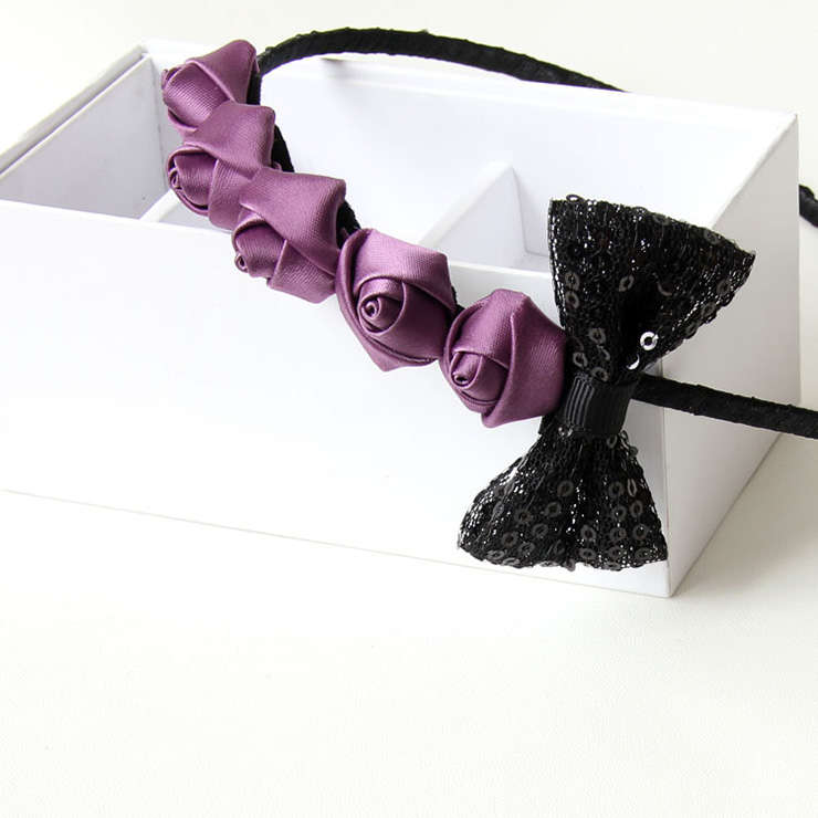 Gorgeous Girl's Purple Rose  Bow Hair Clasp J13034