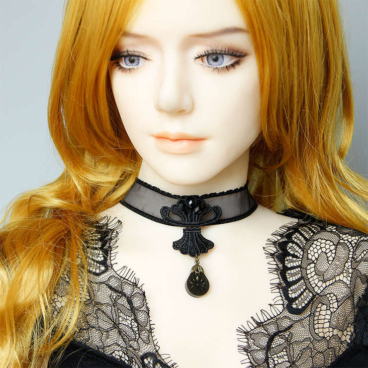 Gothic Style Mesh Black Spider And Chain Pendant Halloween Necklace J19700