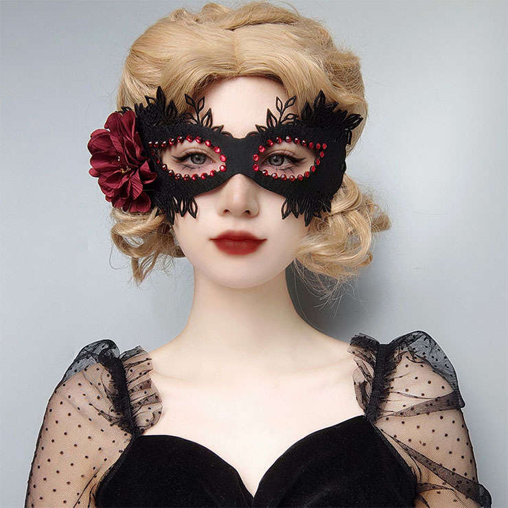 Gothic Red Rose and Ruby Sexy Queen Masquerade Adult Halloween Anime Cosplay Eye Mask MS21688