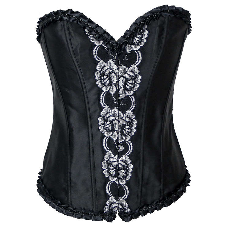 Victorian Gothic Ruffled Jacquard Strapless Boned Body Shaper Overbust Corset N20021