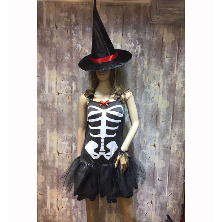 Women's Horrible Skeleton Witch Halloween Party Costume N14665