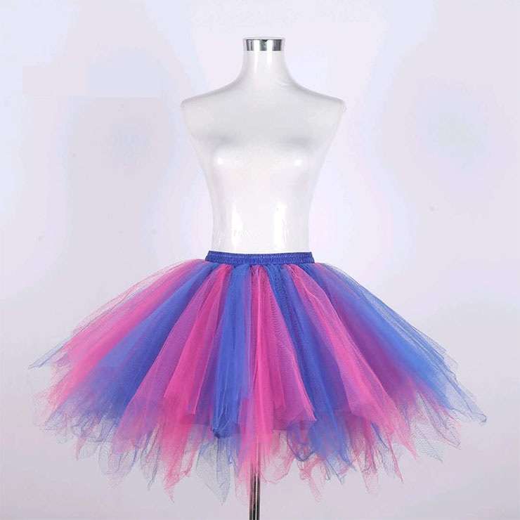 Lovely Pink And Purple Double Layered Gauze Outer Elastic Band High-waisted Tulle Tutu Skirt HG20208