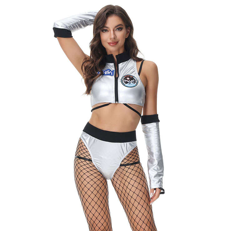 3pcs Sexy NASA Pilot Crop Top and Panty Halloween Cosplay Costume N22298