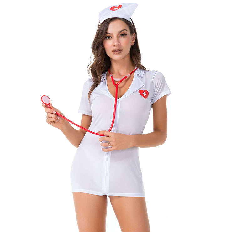 3pcs Sexy Adult Nurse's Uniform Cosplay Temptation Lingerie Costume Toy Stethoscope Set N21451