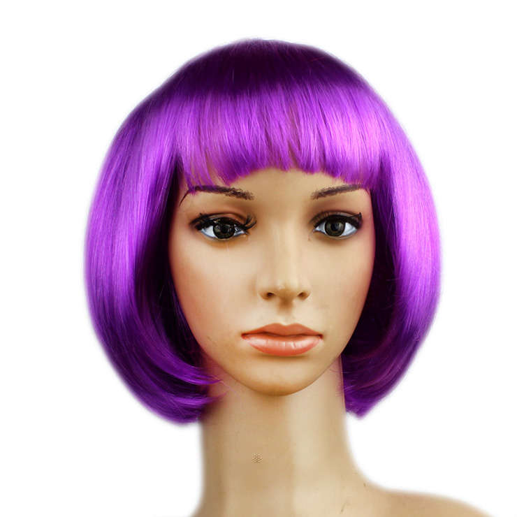 Women's Fashion Purple Short Bob Hair Cosplay Party Wigs MS16108