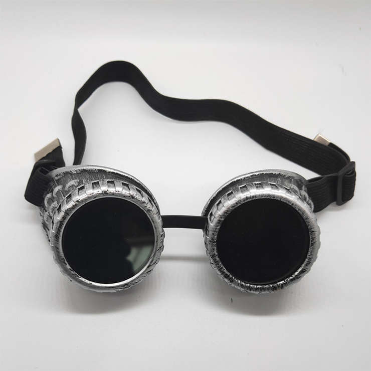 Steampunk Black Lens Thick Lines Frame Glasses Adjustable Belt Cosplay Party Goggles MS19742