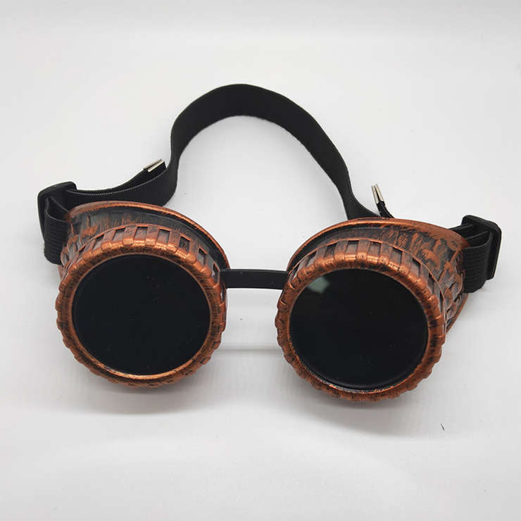 Steampunk Black Lens Thick Lines Frame Glasses Adjustable Belt Cosplay Party Goggles MS19743