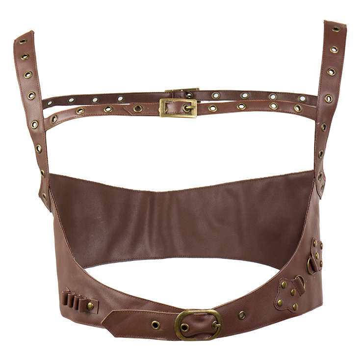 Steampunk PU Leather Strappy Tank Eyelet Buckle Cinch Underbust Corset Belt Harness N19016