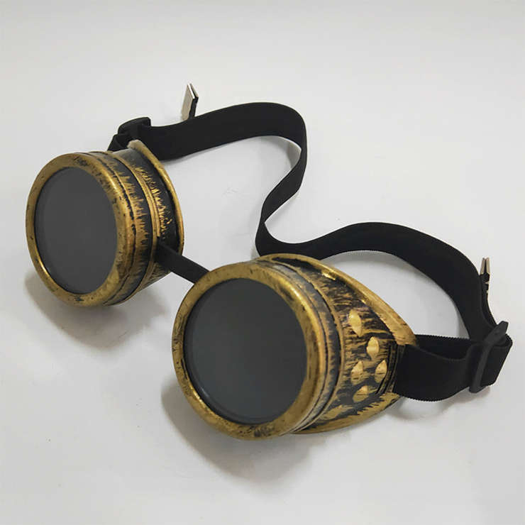 Steampunk Unisex Black Lens New-brass Frame Glasses Masquerade Goggles MS19718