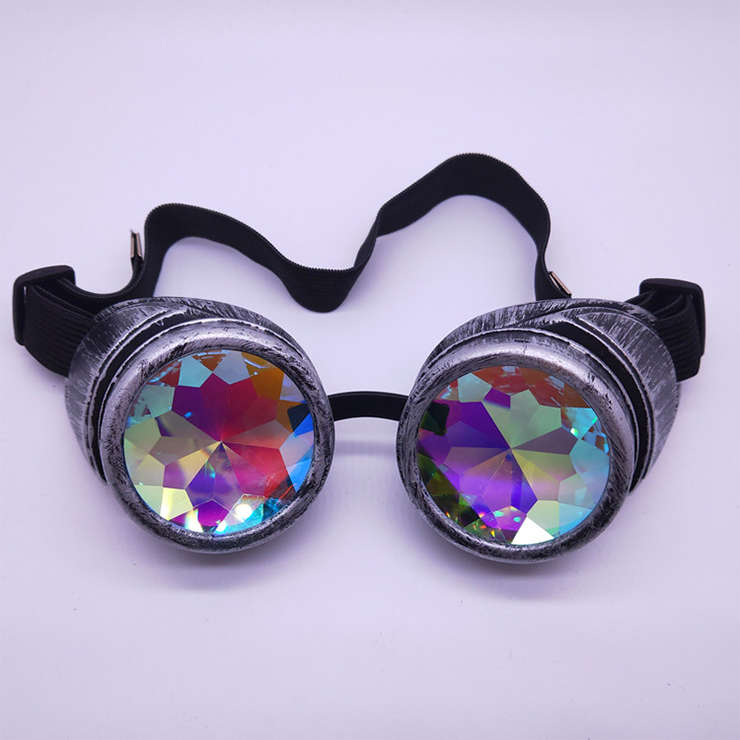 Steampunk Kaleidoscope Glasses Ancient-silver Removable Frame Masquerade Party Goggles MS19787