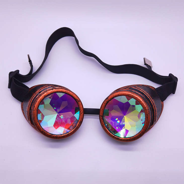 Steampunk Kaleidoscope Glasses Red-copper Removable Frame Masquerade Party Goggles MS19791