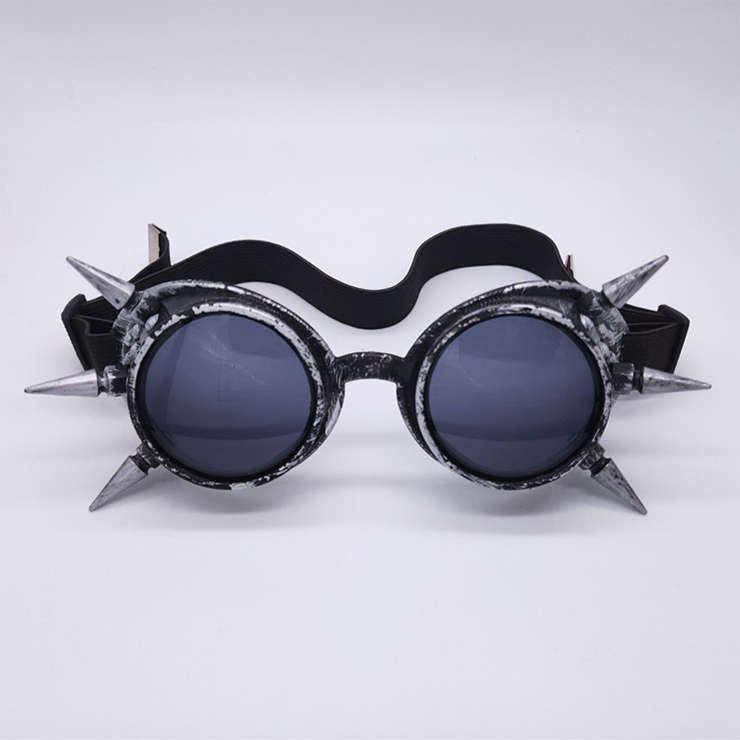 Steampunk Ancient-silver Frame One-piece Glasses  Masquerade Party Rivet Goggles MS19772