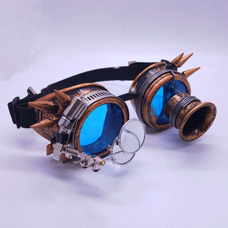 Steampunk Magnifier Rivet Glasses Halloween Masquerade Party Goggles MS19800