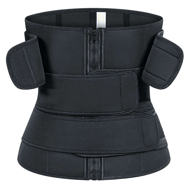 Unisex Black Neoprene Velcro Sports Waist Trimmer Bones Body Shaper Belt N20876