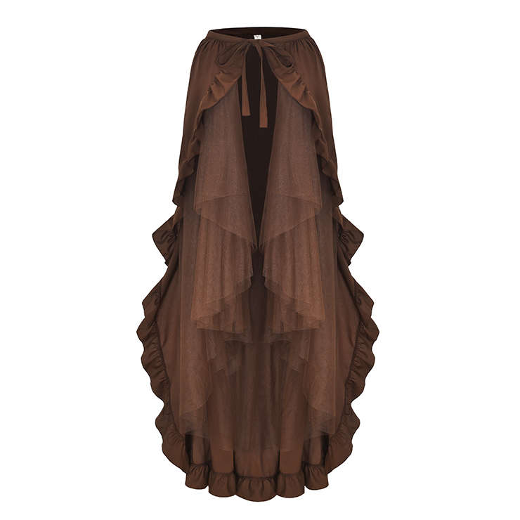 Retro Gothic Multi-layered Mesh and Ruffle Asymmetrical Hemline Open Silhouette Tiered Skirt N18946