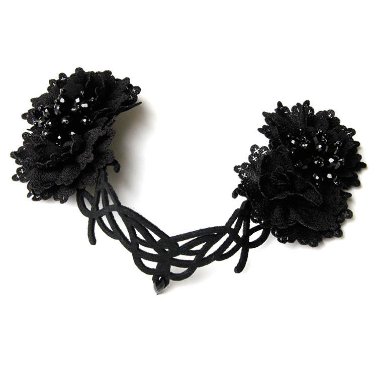 Victorian Gothic Black Flower Queen Hair Clip Anime Cosplay Party Accessory Headband J20104
