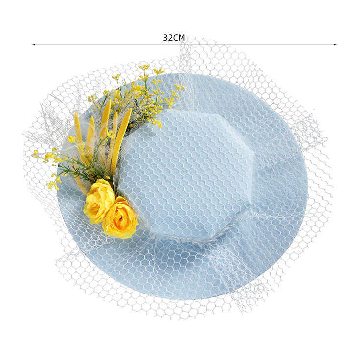 Vintage Fishnet and Flowers Fascinator Bridal Bowler-hat Princess Lolita Cosplay Accessory J21682