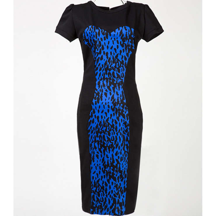 Fashion Round Neck Leopard Print Evening Party Pencil Bodycon Midi Dresses N11932