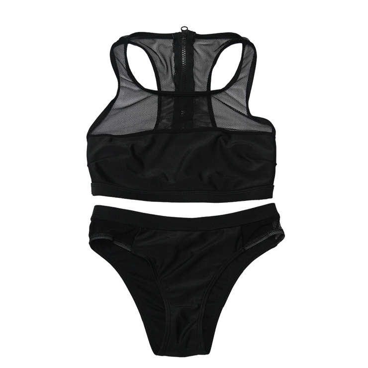 Fashion Black Vest Bikini Set with Zipper BK10723