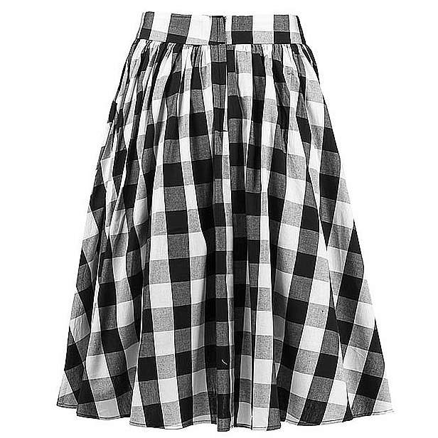 Classic Plaid High Waisted Flared Pleated Skater Skirt HG12183