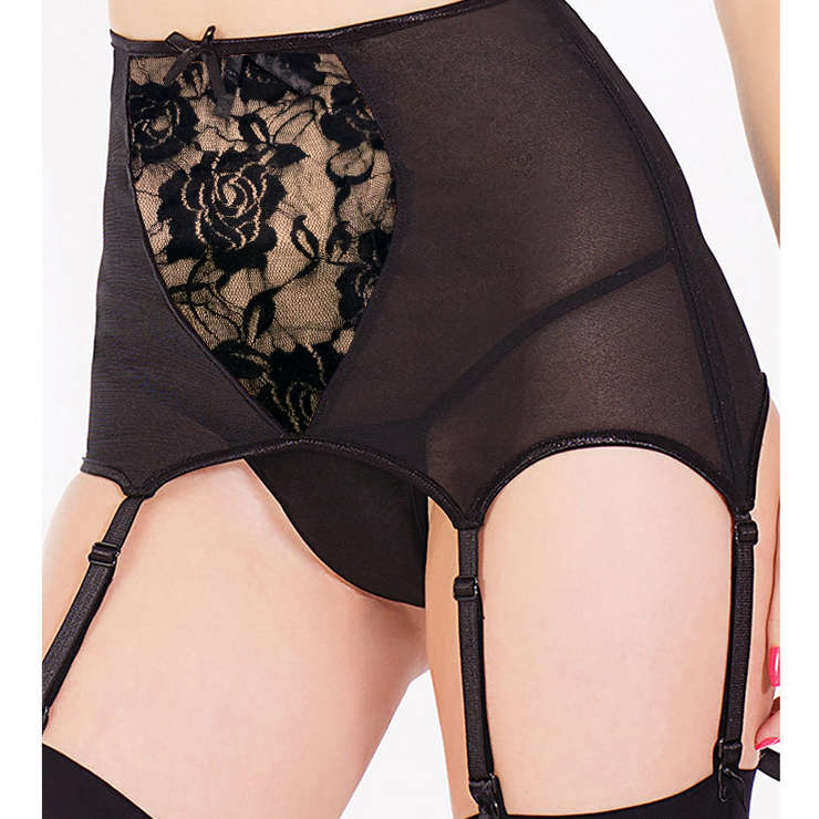 Sexy Black Mesh Lingerie Garter Belt HG16725