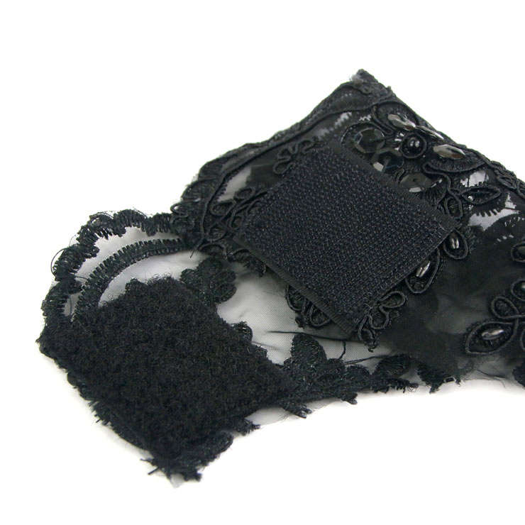 Gothic Sexy Sheer Floral Lace bow Fingerless Gloves Cosplay Accessory HG20217