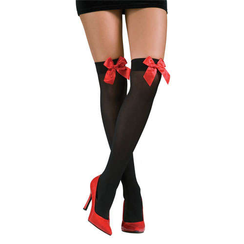 red Bow Thigh High Costume Stockings HG4027