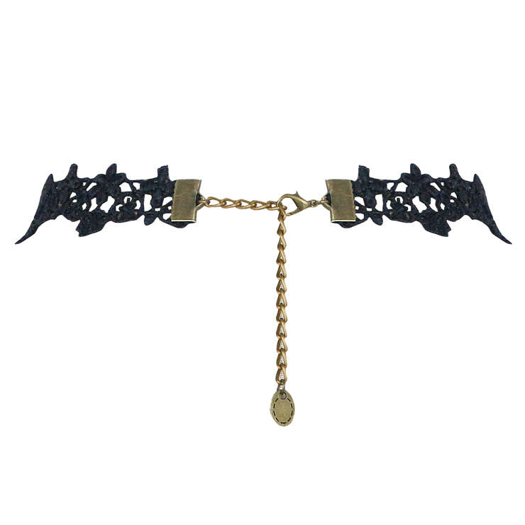 Punk Gothic Wedding Party Black Lace Purple Rose Bead Chain Pendant Necklace Choker J12012