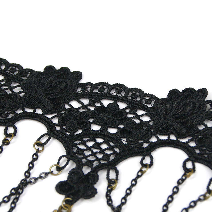 Victorian Princess Black Lace Pendant Choker Necklace J12028