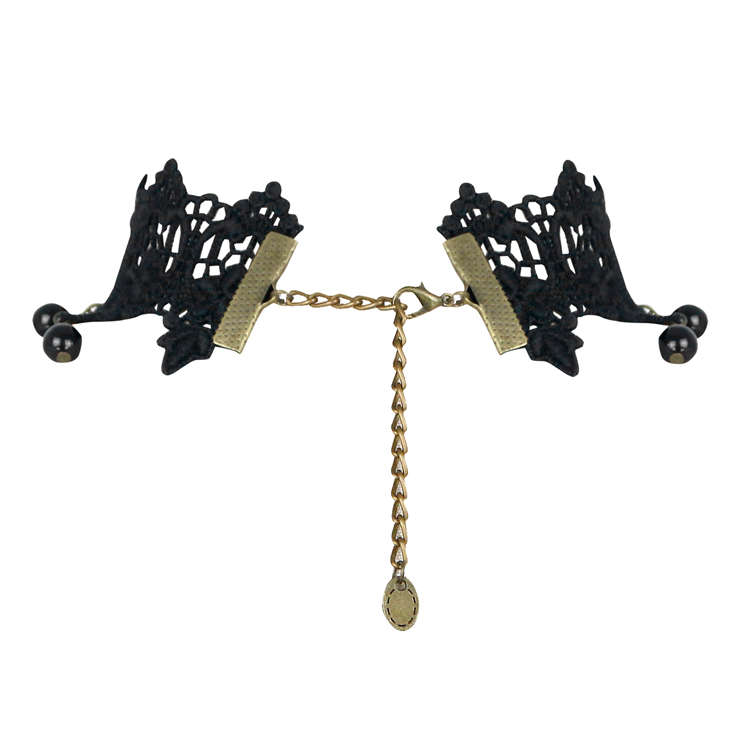 Gothic Vintage Punk Vampire Bead Gem Lace Choker Necklace J12065