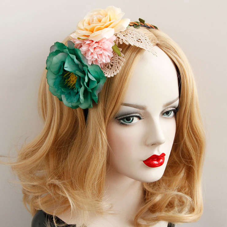 Girly Penoy Crochet Lace Wedding Party Hair Hoop J12859